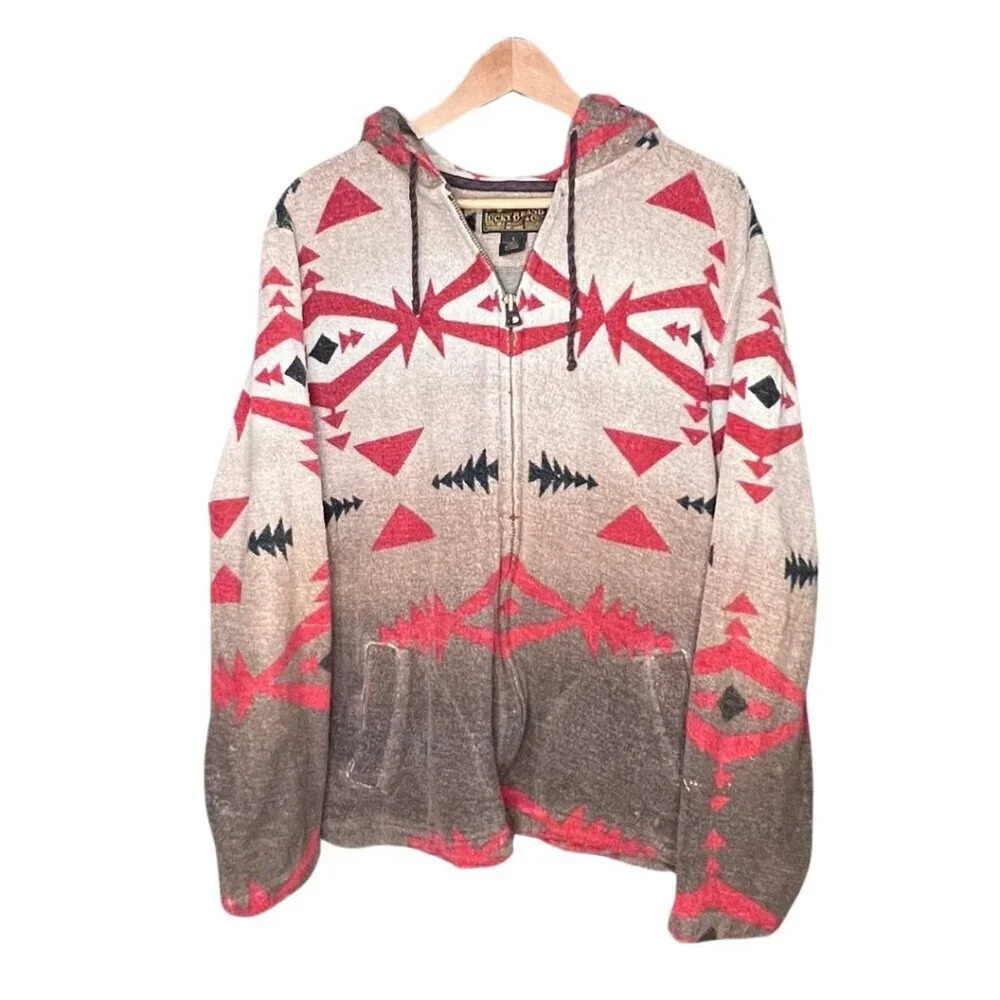 Lucky Brand Tan and Red Lightweight Shirt Jacket